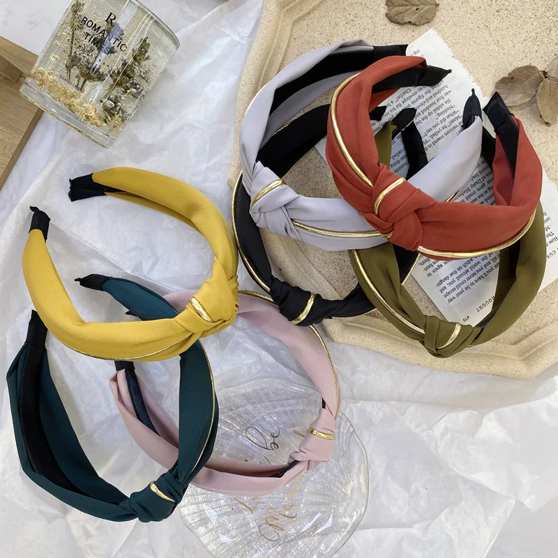 

Knotted wide brim headbands for Women Pretty print Fabric Girls Hairband Women Hair Accessories Wide Side Hair Band