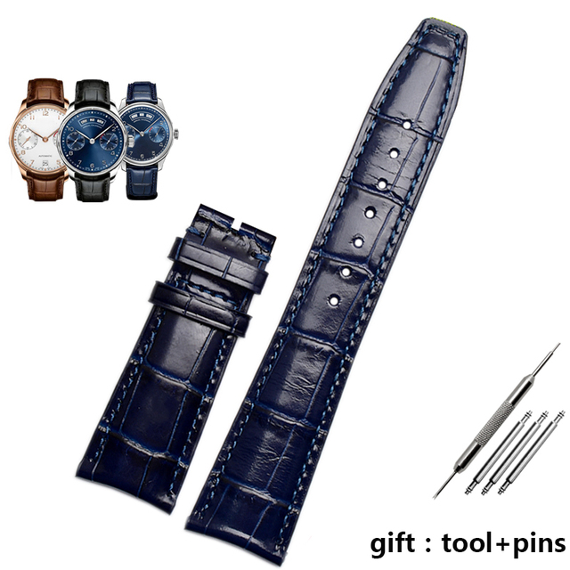 quality 22mm*18mm genuine leather watchband  for I-W371417|500107 wristband black blue  brown  straps with folding buckle