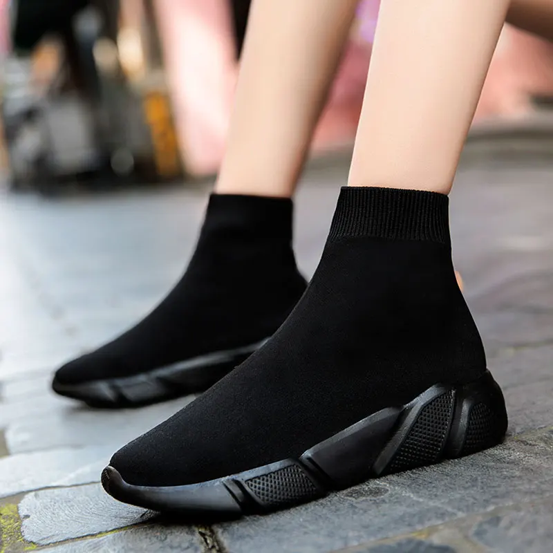 

Trend Breathable Ankle Boot Men Socks Shoes Female Sneakers Casual Elasticity Wedge Platform Shoes Zapatillas Mujer Soft Sole