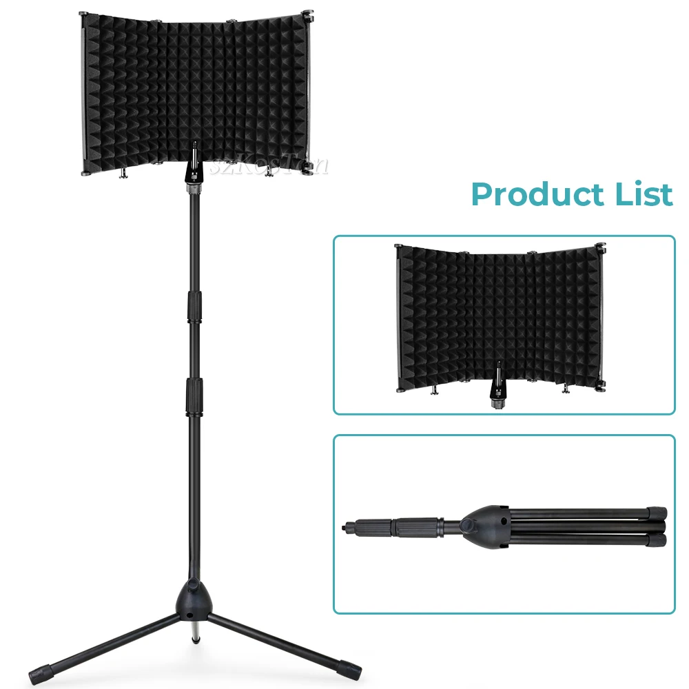 Professional Studio Recording Microphone Pop Filter Foldable Isolation Shield High Density Foam Wind Screen for BM800 Microphone mic stand Microphones