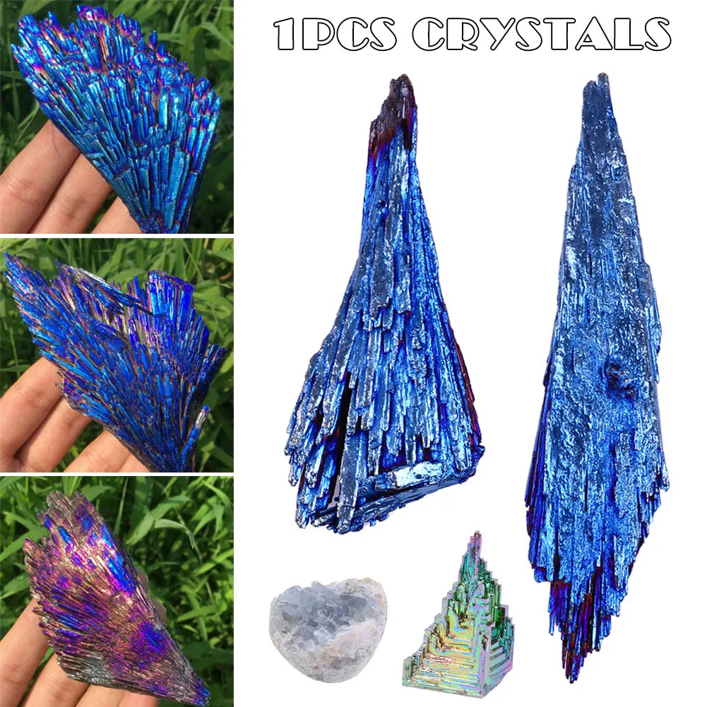 1PCS Natural Quartz Crystal Rainbow Titanium Cluster Mineral Specimen Healing