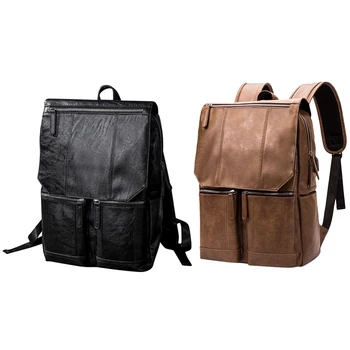 

Leather Backpack Men's Fashion Retro Backpack Multi-Function Multi-Card Travel Punk Men Bags