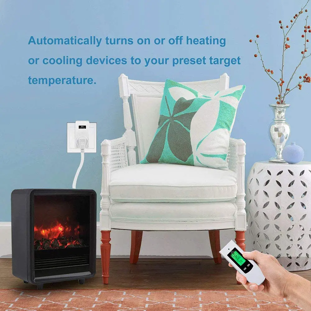Nashone Wireless Thermostat Socket LCD Display Digital Temperature Controller With Heating And Cooling Modes Memory Function.