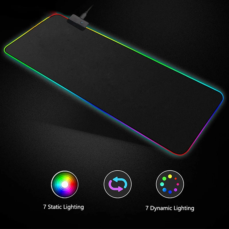 HECULAS RGB Led подсветка игровой коврик для мыши 80x30 см Большой размер резиновая основа мягкий коврик для мыши Противоскользящий коврик для мыши с блокирующим краем