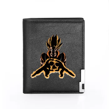 

Cool Super Saiyan one Goku Theme Printing Pu Leather wallet Men Bifold Credit Card Holder Short Purse Male