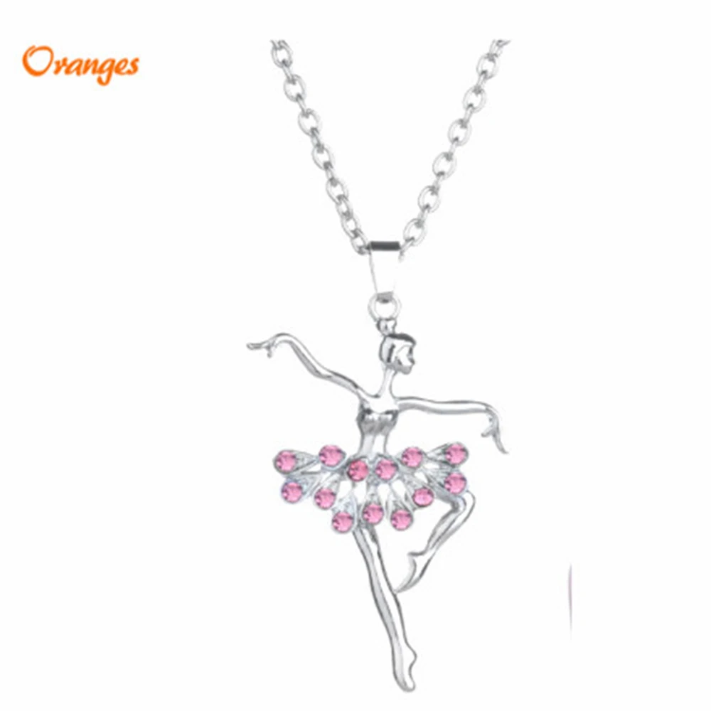 Модные Роскошные танцевальные балерины стразы подвеска ожерелье шарм сюрприз