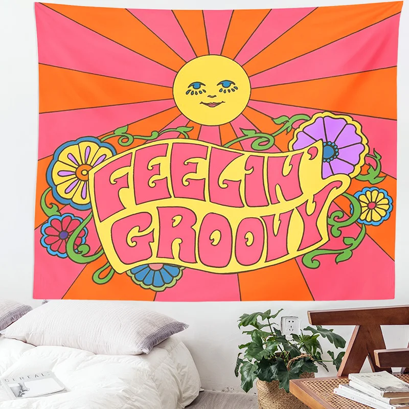 Tapestry Decorations 80s Aesthetic Tapestry Wall Hanging Colorful Sunshine Wall Decor Psychedelic Tapestry Decor Living Room Bedroom Bohemian Print