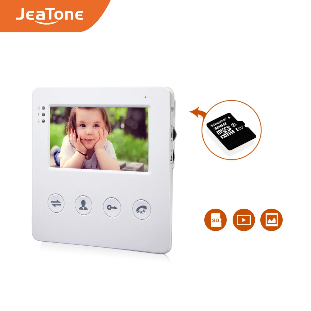 JeaTone 4 дюймовый проводной видеодомофон дверной звонок Система внутренней связи