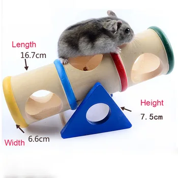 

Wooden Hamster Mouse Tunnel Tube Toy Hamster Cage Toy Seesaw Pet Wooden Home Small Animal Rat Mice House Play Swing Rat Toys