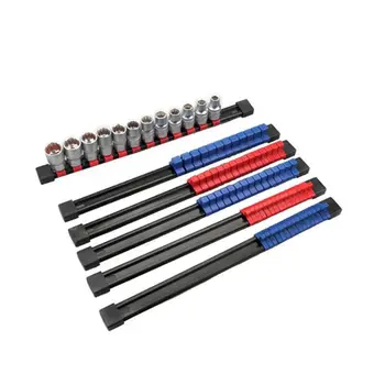 

6pcs 1/4 3/8 1/2 Inch Plastic Socket Organizer Sliding Holder Rail Rack Tool