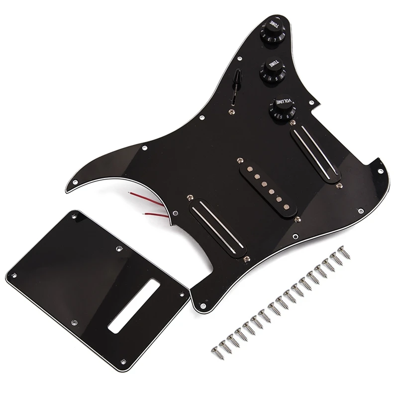 Черный 3-слойный Sss двойной рельс пикапы загружено Встроенный кабель гитары Pickguards для 11 Отверстие Электрогитары