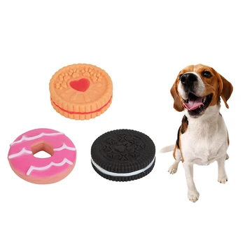 

Pet Dog Chew Toys Cute Simulation Cookies Pet Dog Toy Rubber Puppy Sound Toy Interactive Cat Toy Cleaning Pet Tooth