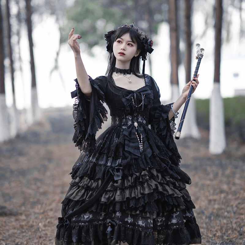 Luxury Chandelier ~ Gothic Long Sleeve Lolita OP