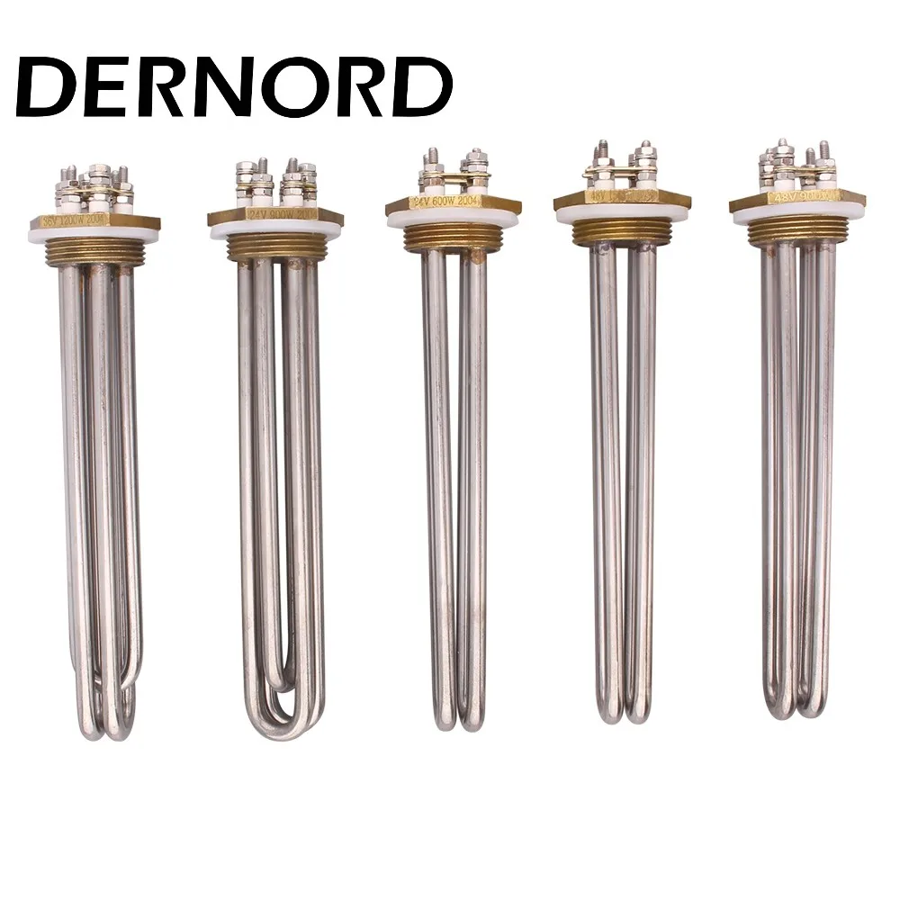 DERNORD 24V 48V 36V DC Heating Element DN32 Thread Tubular Immersion Water Heater 600w/900w/1200w/1500w
