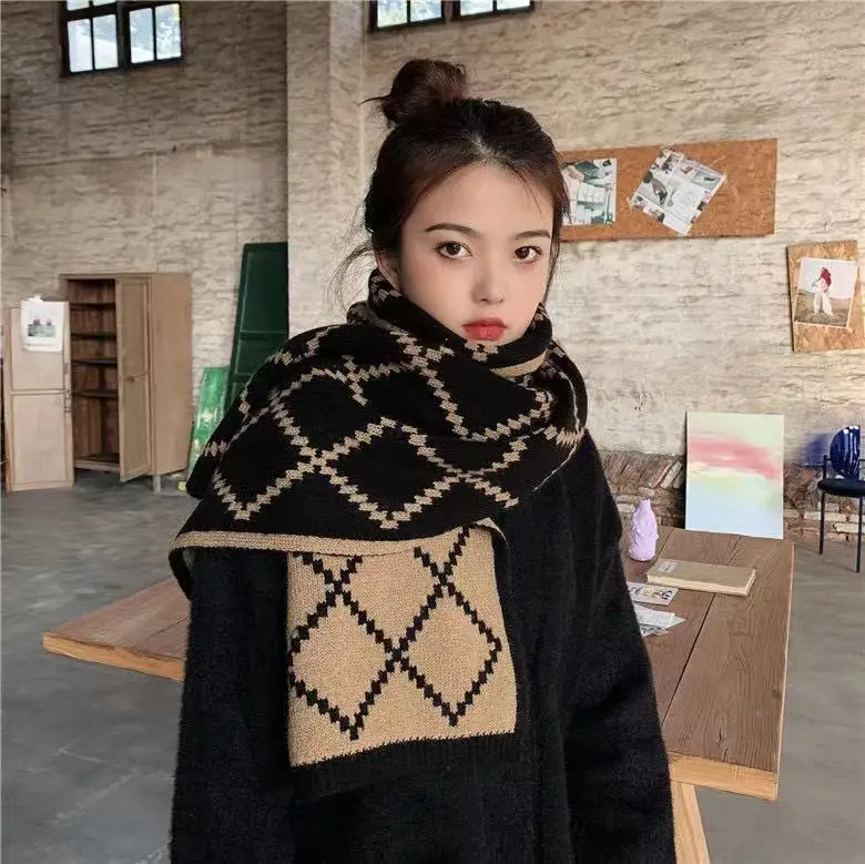Christmas Pure Cotton Lady Big Shawl Imitation Cashmere Scarf Soft Skin-friendly Thickening Warm Letter Printing Shawl Scarf
