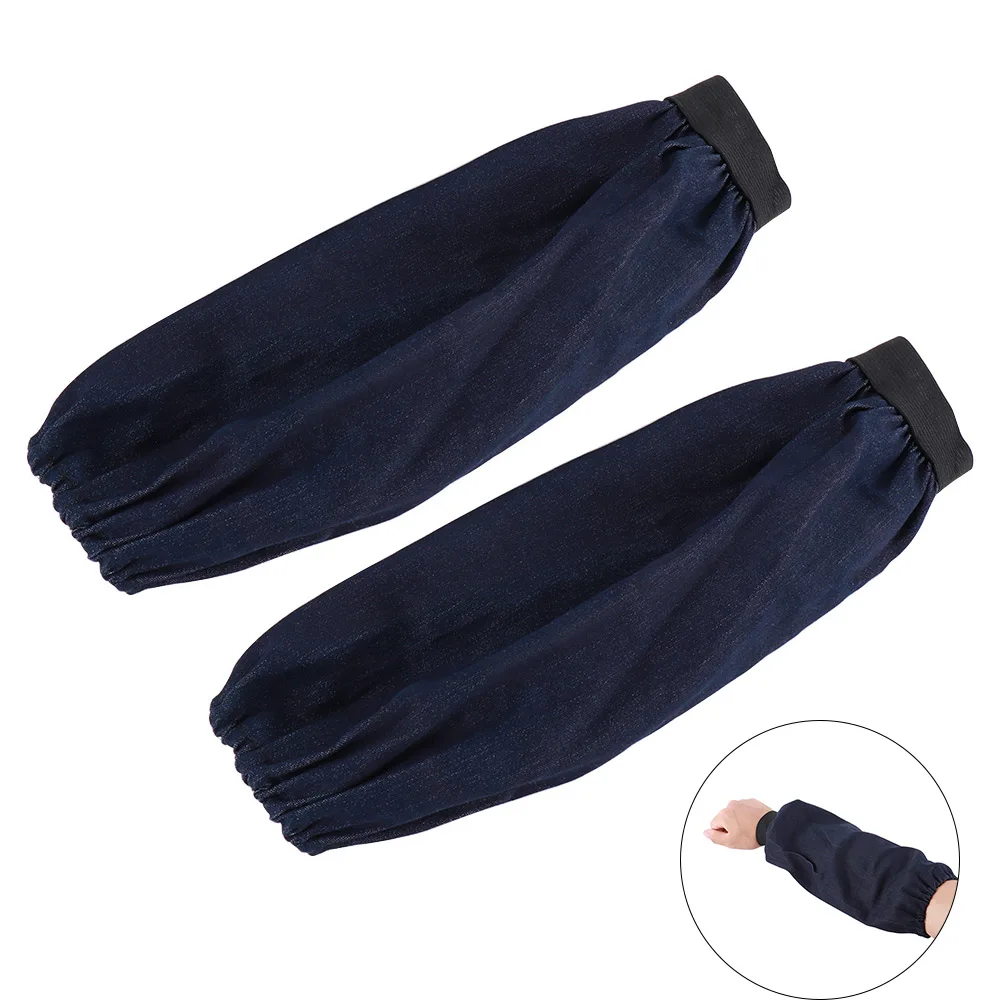 1 Pair Welder Lengthen Arm Protective Sleeves Denim Blue Welding Arm Sleeves Working Cut Resistant Heat Protection for waterproof oversleeves