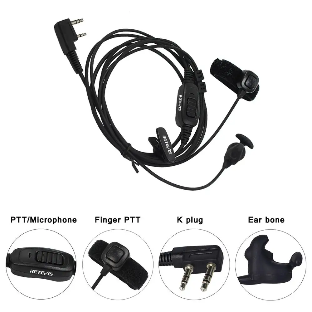 Retevis R-161 2 Pin ушной кости наушник палец PTT вибрационная проводимость для Kenwood H-777/RT7/RT3/RT8/Baofeng/TYT/Puxing