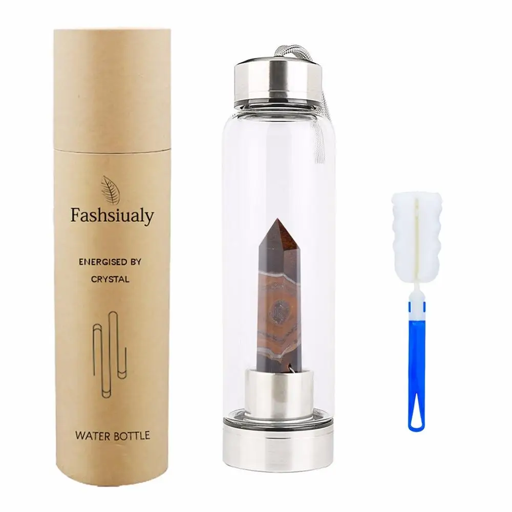 Cotton crystal Прямая поставка, бутылка для воды с натуральным кристаллом, Подарочная коробка, целебная палочка, елисир, кварцевый кристалл, бутылка для воды, посуда для напитков - Цвет: Cotton crystal
