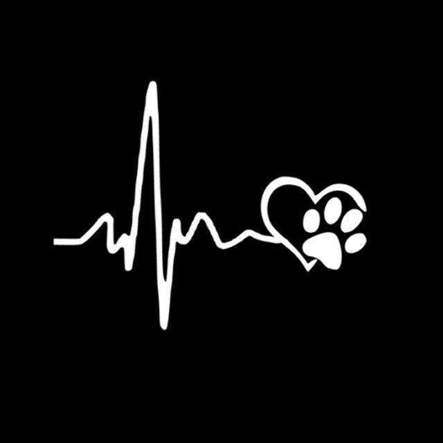 Love Dog Footprint Sticker Car Decal Auto Window Laptop Decoration Car Accessories Creative Cartoon Cute Black/White Sticker