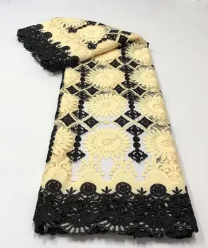 

African Lace Fabric High Quality Embroidered Beaded Tulle French Guipure Lace Fabric 5 yards For Women Wedding Dress