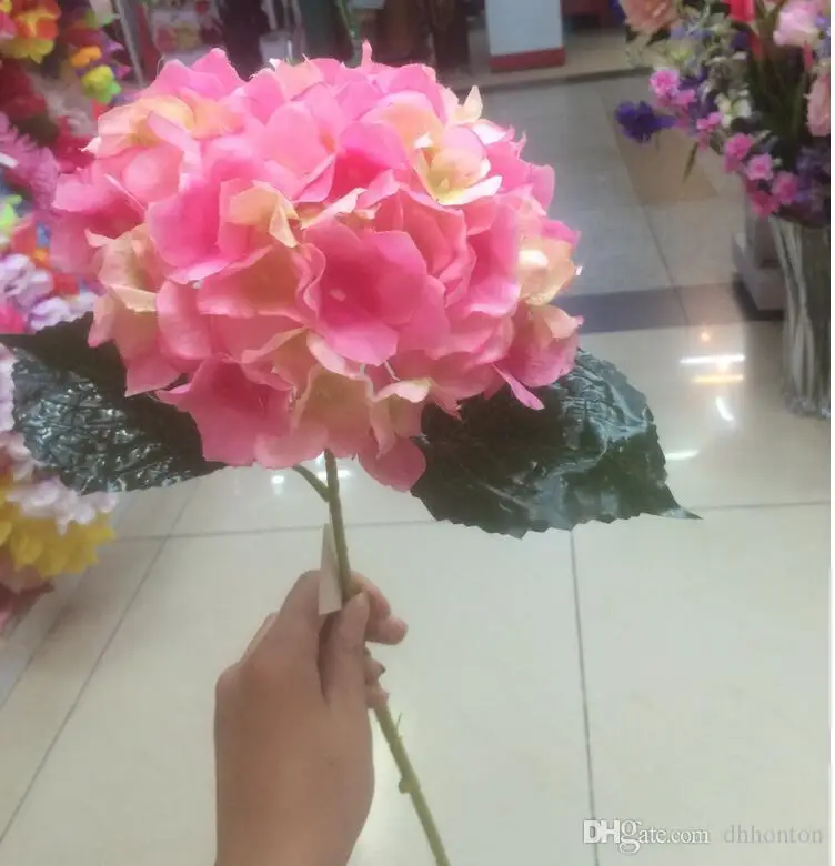 Artificial Hydrangea Flower 80cm/31.5" Fake Silk Single Hydrangeas 6 Colors for Wedding Centerpieces Home Party Decorative Flowe
