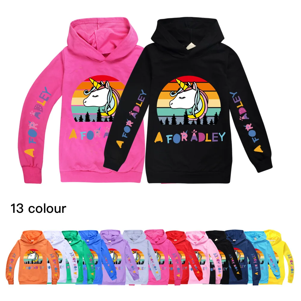 

2-16Y Autumn Kids Hoodies T-shirts Children Cotton Hooded sweatshirt A for Adley Cartoon Tops Boys Girls Casual Pullover Tees