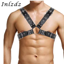 Жгут Мужской панк Регулируемый из искусственной кожи тела грудь плечо Половина жгут ремень с металлическим О-образным кольца для нижнего белья Косплей клуб костюмы