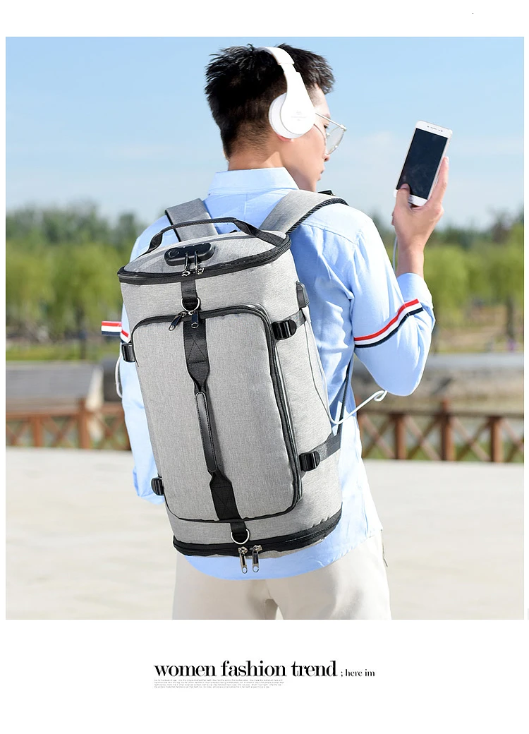 35L Мужская многофункциональная дорожная сумка, сумка для багажа, мужские дорожные сумки, Большой Вместительный черный серый Рюкзак, холщовая Повседневная сумка для путешествий