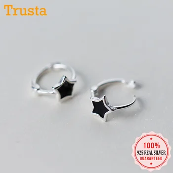 

Trusta 100% 925 Real Sterling Silver Black Star Geometric Ear Cuff Clip On Earring For Women Girl Piercing Earing Jewelry DS1176