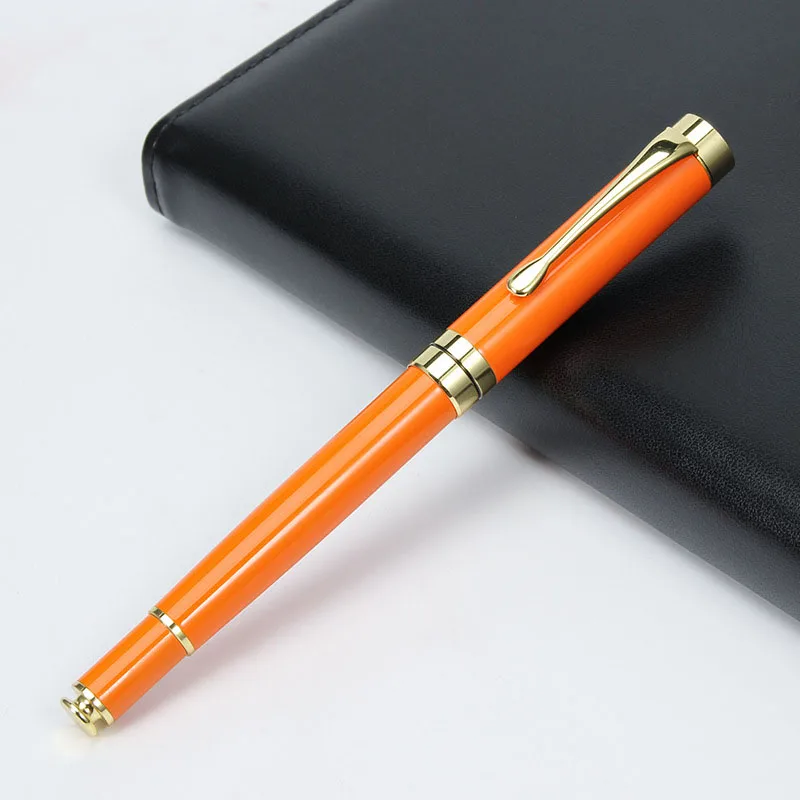 Orange gold 1Pc Новинка Золотая металлическая шариковая ручка Роскошная свадебная для деловых подписей Kawaii Милая школьная пользовательская логотип персональный подарок канцелярские принадлежности - Цвет: Orange gold 1Pc