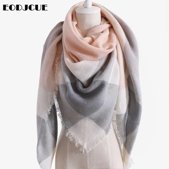 

2019 Autumn Soft Cashmere Scarves Women Long Thick Scarf New Plaid Wraps Casual Lady Winter Female Shawl