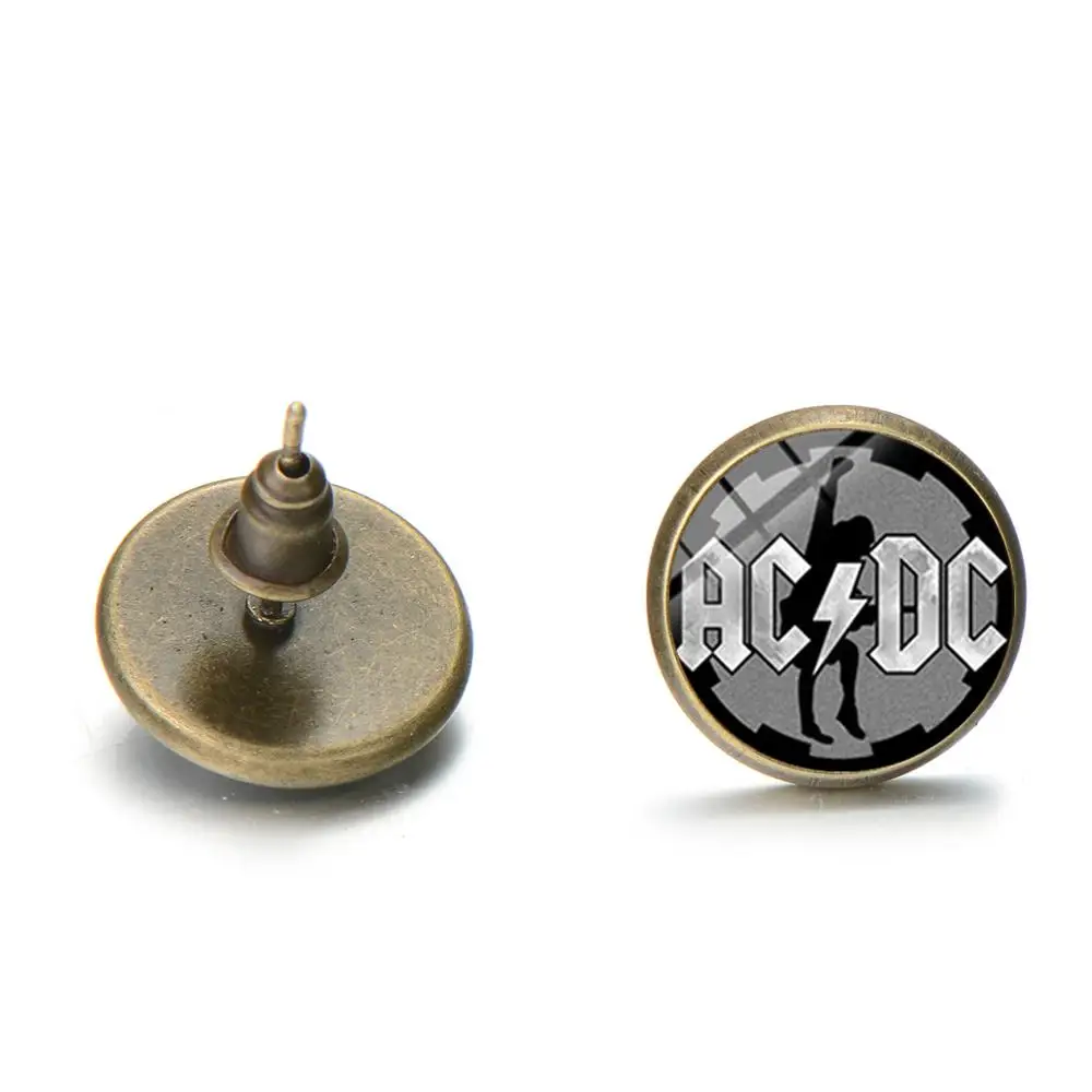 Style 10 SONGDA,, Рок Музыкальная Группа, AC/DC, ACDC, красный логотип, серьги-гвоздики, модные мужские Wo, s стекло, кабошон, музыкальные серьги-гвоздики, панк, ювелирное изделие, подарок - Окраска металла: Style 10