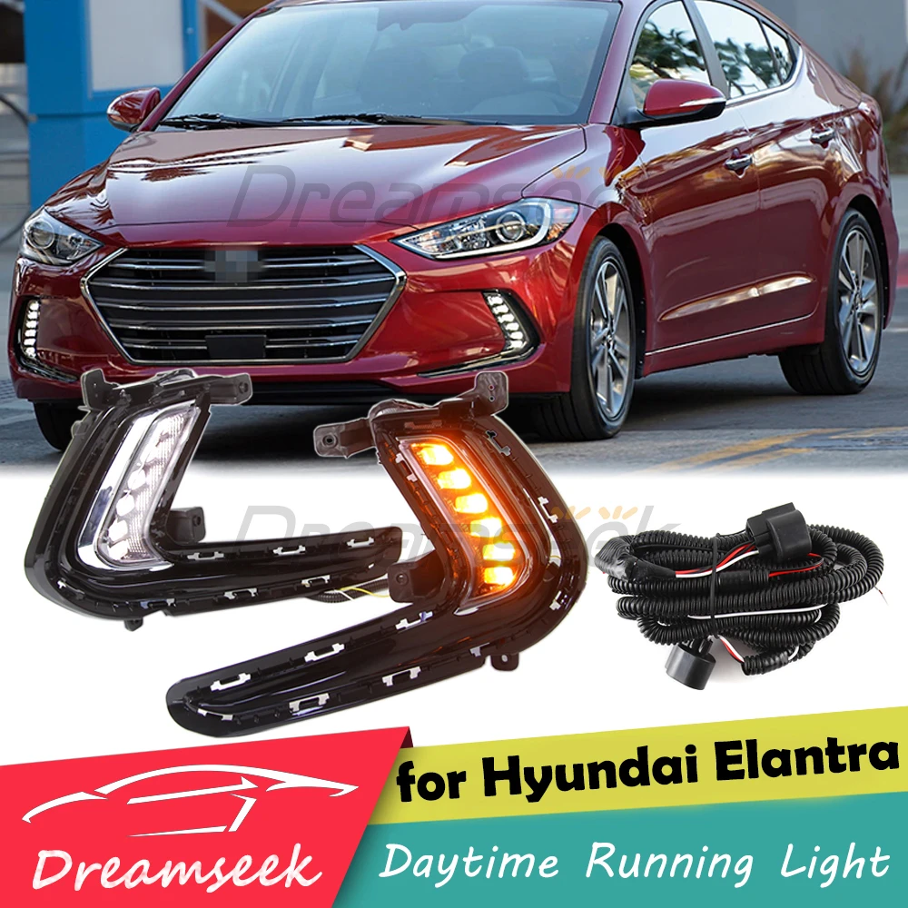 LED DRL Day Lights for Hyundai Elantra AD 2016 2017 2018 Daytime Running Light with Turn Signal