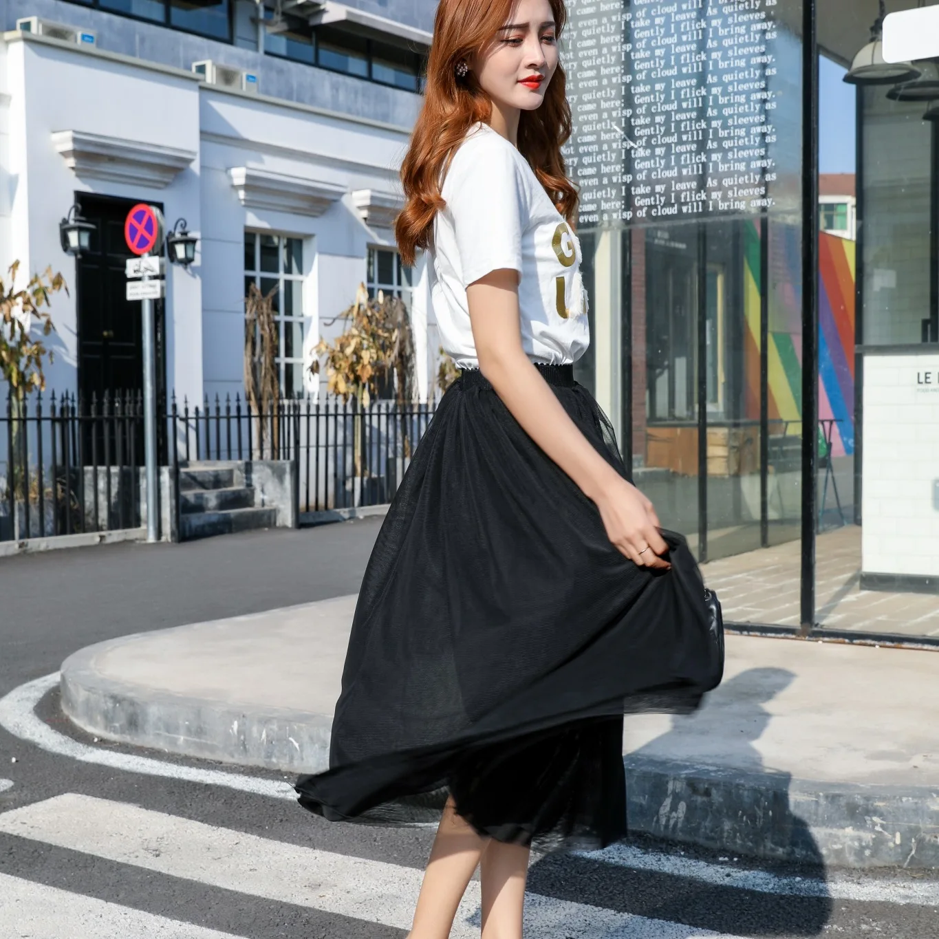 

Spring And Autumn Three Layer Yarn Medium-length Mesh Skirt Skirt High-waisted Slim Fit Princess Skirt Big Hemline Tutu