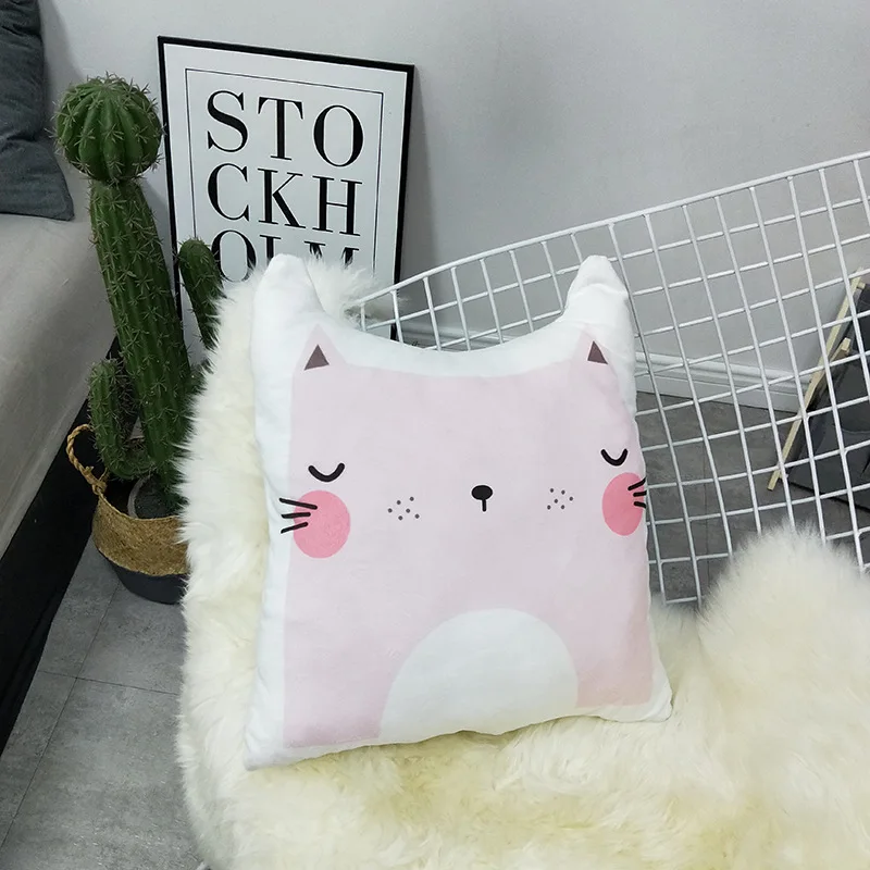 Корейский стиль, 5*48 см, подарок для детей, мультяшная кошка, свинка, медведь, подушка для путешествий, Декор для дома или для автомобиля, Массажная Подушка на молнии с животными