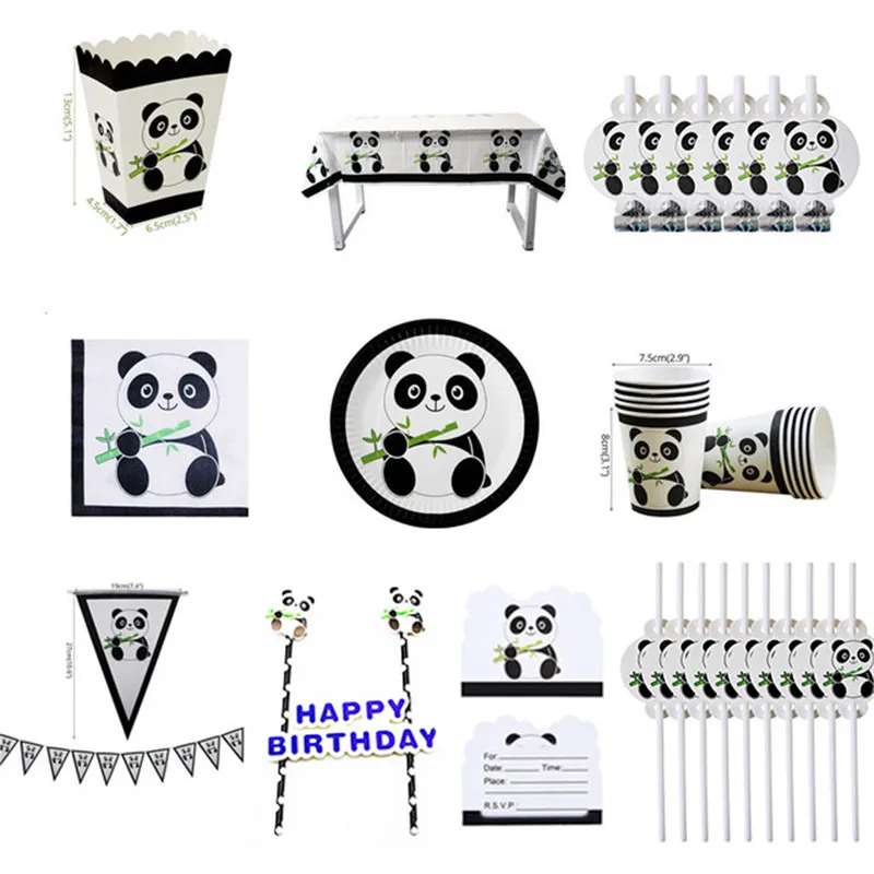 

Cartoon Panda Theme Birthday Party Decoration Children's Disposable Tableware Set Party Supplies Chinese Panda