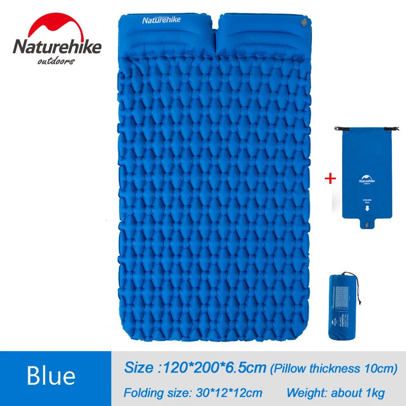Naturehike Открытый походный коврик с подушкой ультра-светильник портативный матрас надувной коврик двойной спальный коврик влагостойкий коврик - Цвет: Blue 2 Inflatable