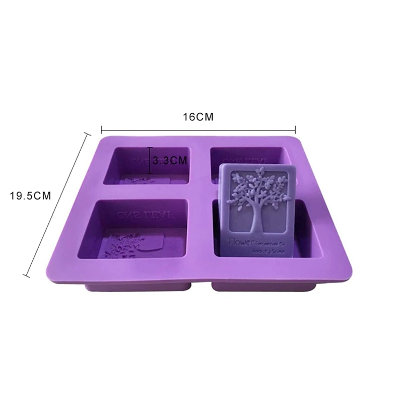 4 полости мыла силиконовые формы счастье Дерево DIY руки, 3d ремесло ручной работы свеча плесень помадка
