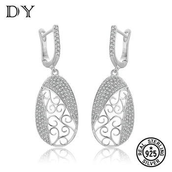 

DY 925 Sterling Silver Earring CZ Dangle Drop Charm Fancy Tree Individuality Hollow Creative Earring For Women Fine Jewelry