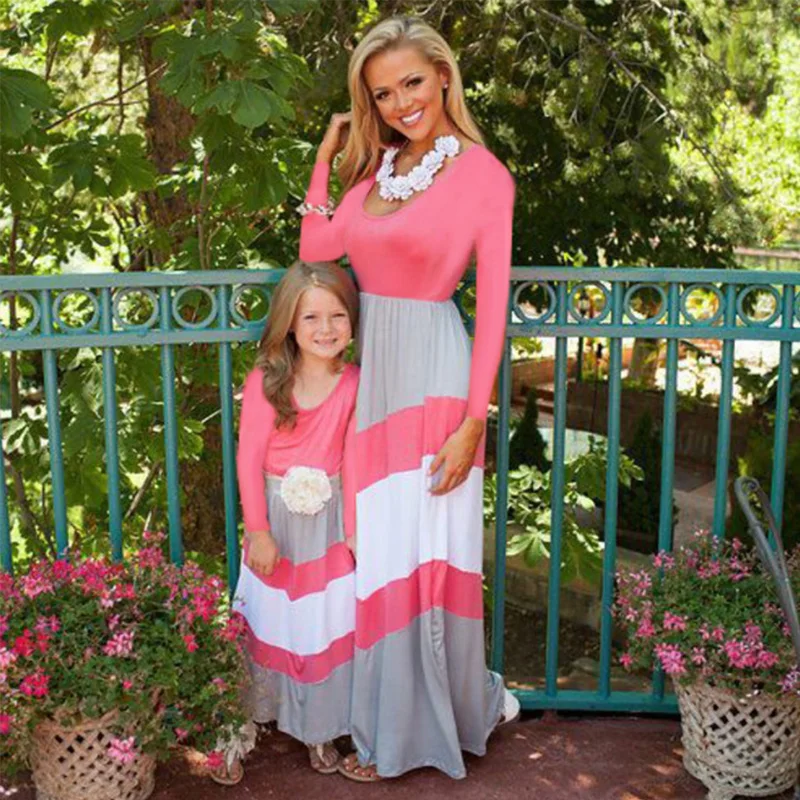 

Summer Mommy and Me Family Matching Mother Daughter Dresses Clothes Striped Mom Dress Kids Child Outfits Mum Sister Baby Girl