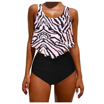 

2020 New Women Sexy Bikinis Two Pieces Bathing Suit Top Ruffled With High Waisted Bottom Bikini Set Female Bikini #4.27