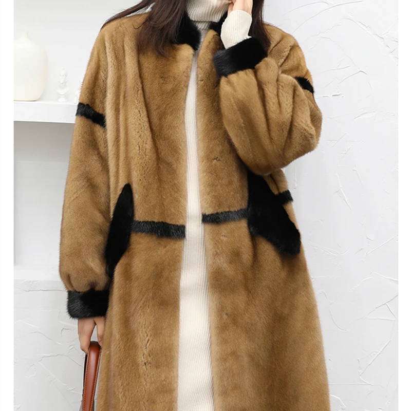 Зимнее новое пальто из искусственного меха, женское длинное пальто с плюшевым мишкой, воротник-стойка, тонкая Толстая куртка из искусственного меха размера плюс, Офисная Женская пушистая одежда