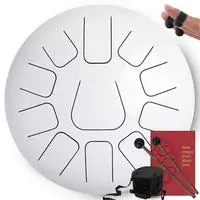 10 дюймовый мини-барабан 11 тон Сталь язык ударных Handpan инструмент с сумкой для переноски Музыкальные инструменты - Цвет: White
