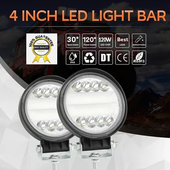 

LED Work Light Bar 120W 6000K Flood Spot Beam Offroad 4WD SUV Driving Fog Lamp For Automobile Daylight Lamp Off-road Vehicle