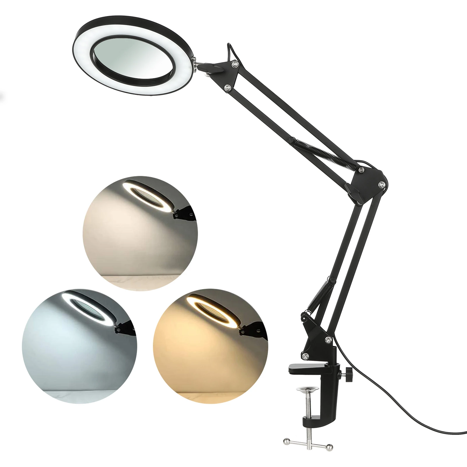 On Tafellamp Met 8x Vergrootglas Glas Swing Arm Dimbare Verlichte Vergrootglas Leds Bureaulamp 3 Kleur modi Lamp|Loepen| AliExpress