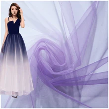 Мягкий Полиэстер прозрачная ткань платье для танцев Hanfu материал фиолетовый белый градиент Прозрачная сетка