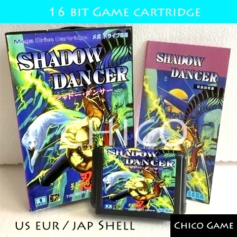 Теневая танцовщица с коробкой и руководство для Sega megadrive игровой консоли 16 бит MD карты