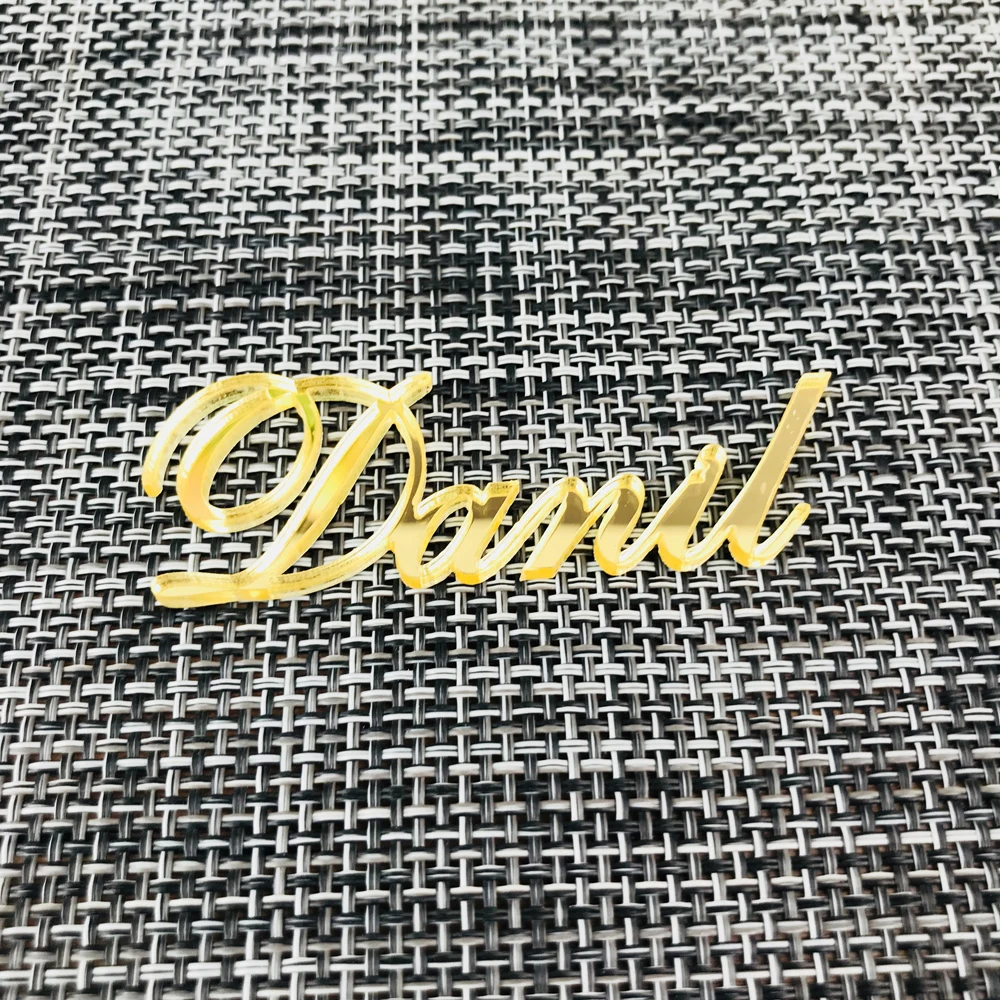 Personalized laser cut, same baby name decorated in chocolate for baptism and baptism, banner for box of 10 pieces Gold acrylic mirror plates