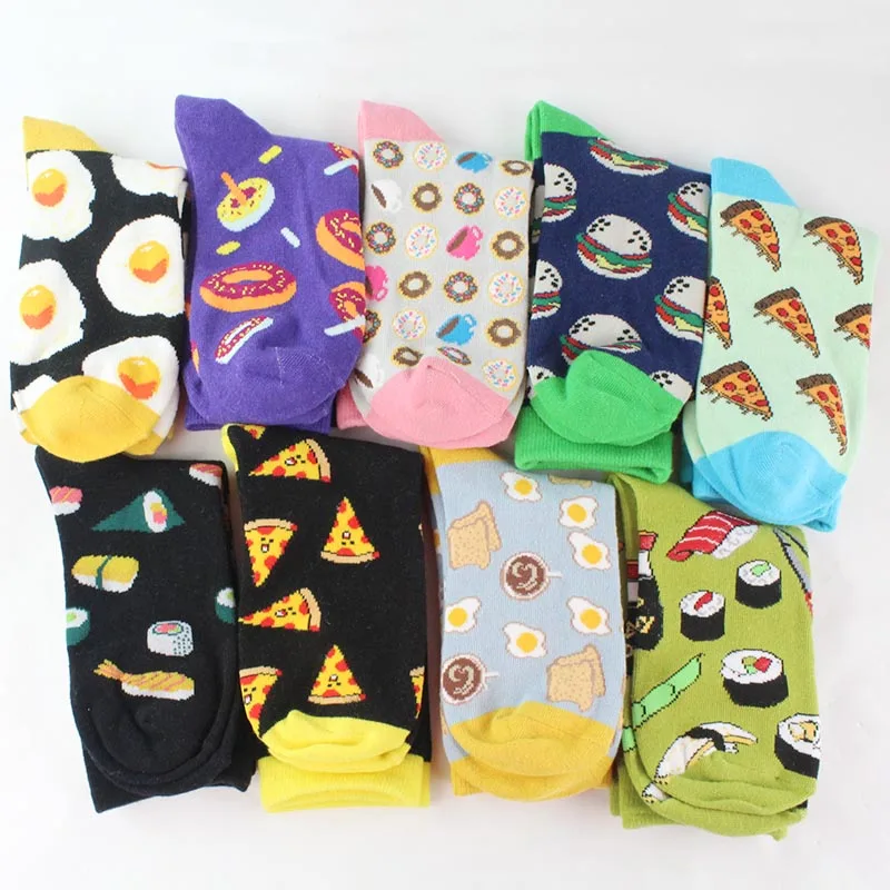 

Food Funny Socks Hamburg Avocado Cookies Egg Sushi Cute Socks Women Calcetines Divertidos Harajuku Sokken Skarpetki Unisex Meias