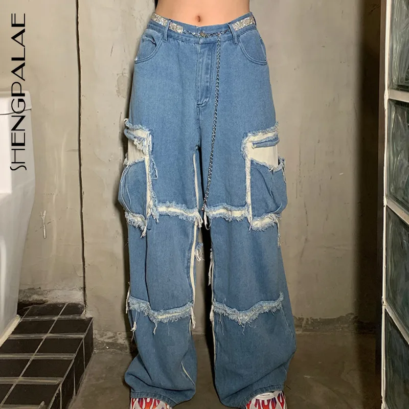 SHENGPALAE 2020 New Fashion Spring Vintage Hit Color High Waist Jeans Woman Long Trousers Cowboy Female Loose Streetwear ZA3158 SHENGPALAE 2020 New Fashion Spring Vintage Hit Color High Waist Jeans Woman Long Trousers Cowboy Female Loose Streetwear ZA3158